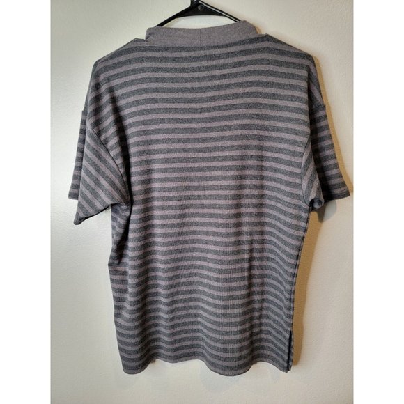 Pink Floyd Size Medium Womens Top Gray Black Striped Crew Neck Shirt - Picture 3 of 4